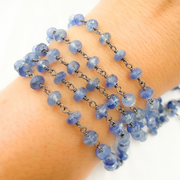 Kyanite Oxidized 925 Sterling Silver Wire Chain